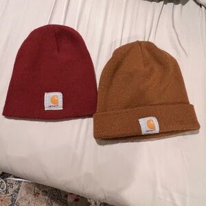 Carhartt Crabapple and Tan Beanies